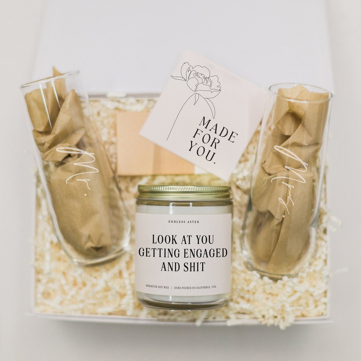 Look At You Getting Engaged And Shit Candle & Shot Glasses Gift Box