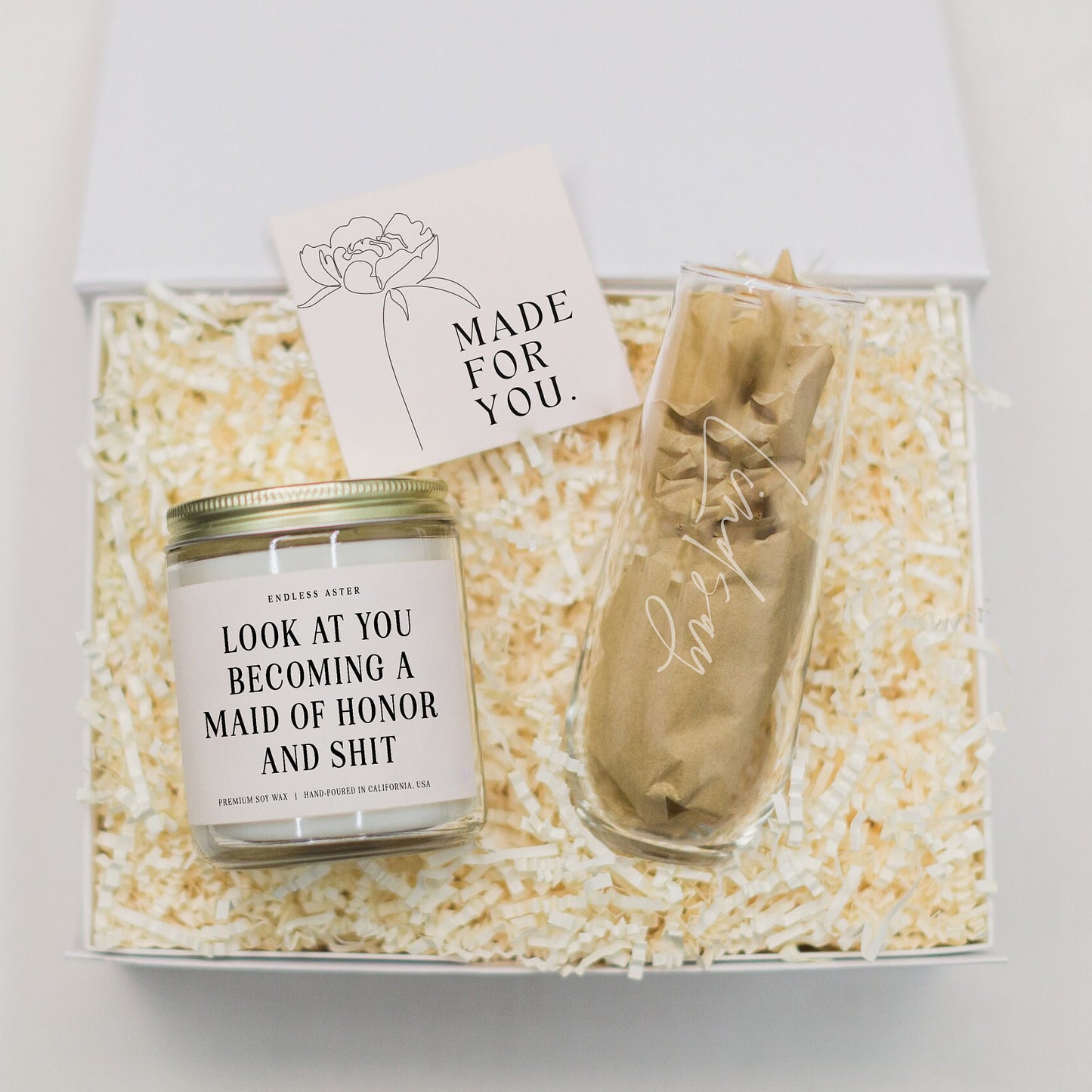 Look At You Becoming A Maid of Honor and Shit Candle & Flute Gift Box