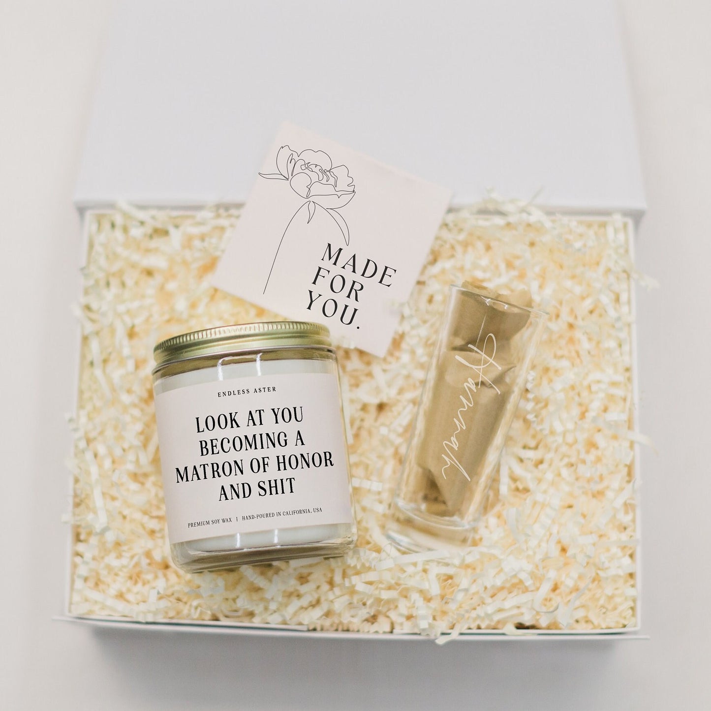 Look At You Becoming A Matron of Honor And Shit Candle & Shot Glass Gift Box