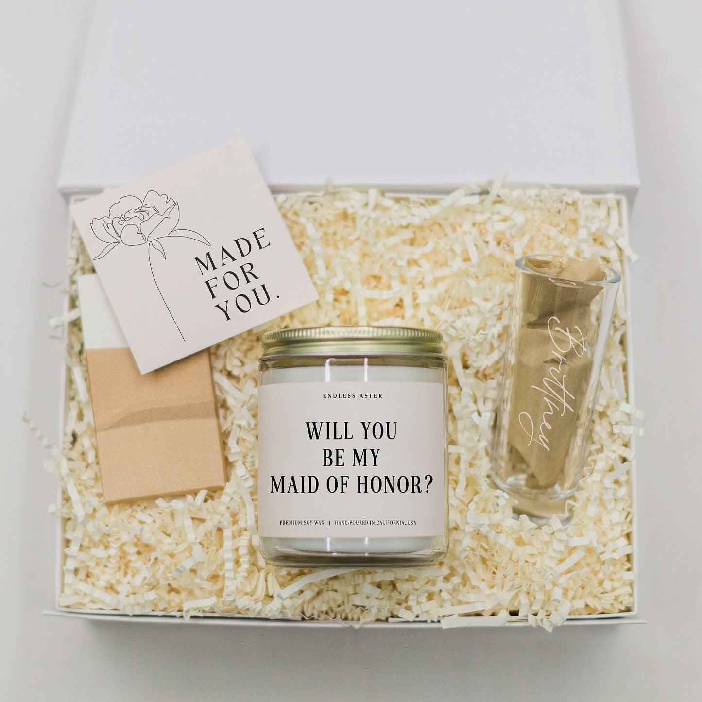 Will You Be My Maid of Honor Candle & Shot Glass Gift Box