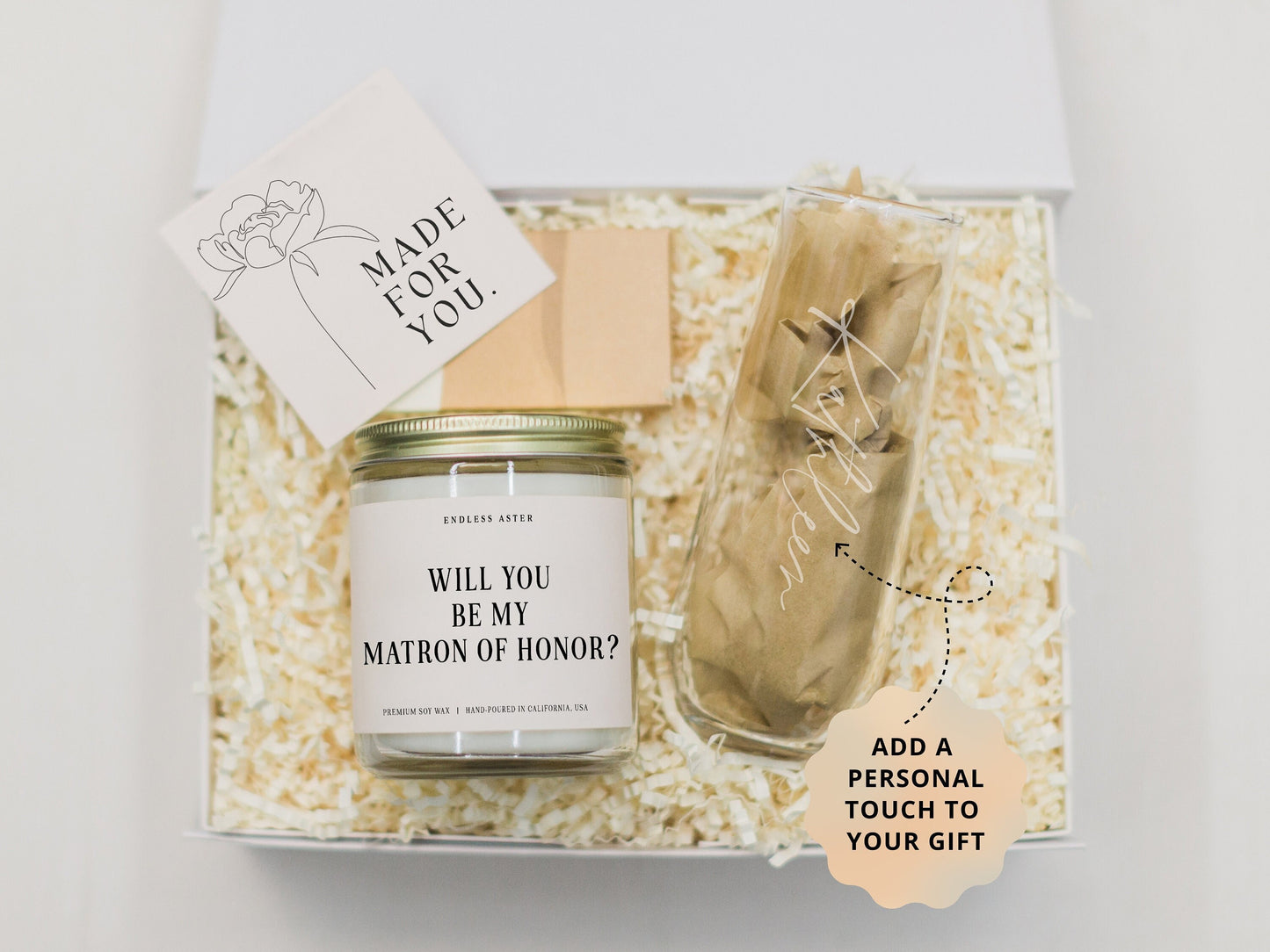 Will You Be My Matron of Honor Candle & Flute Gift Box