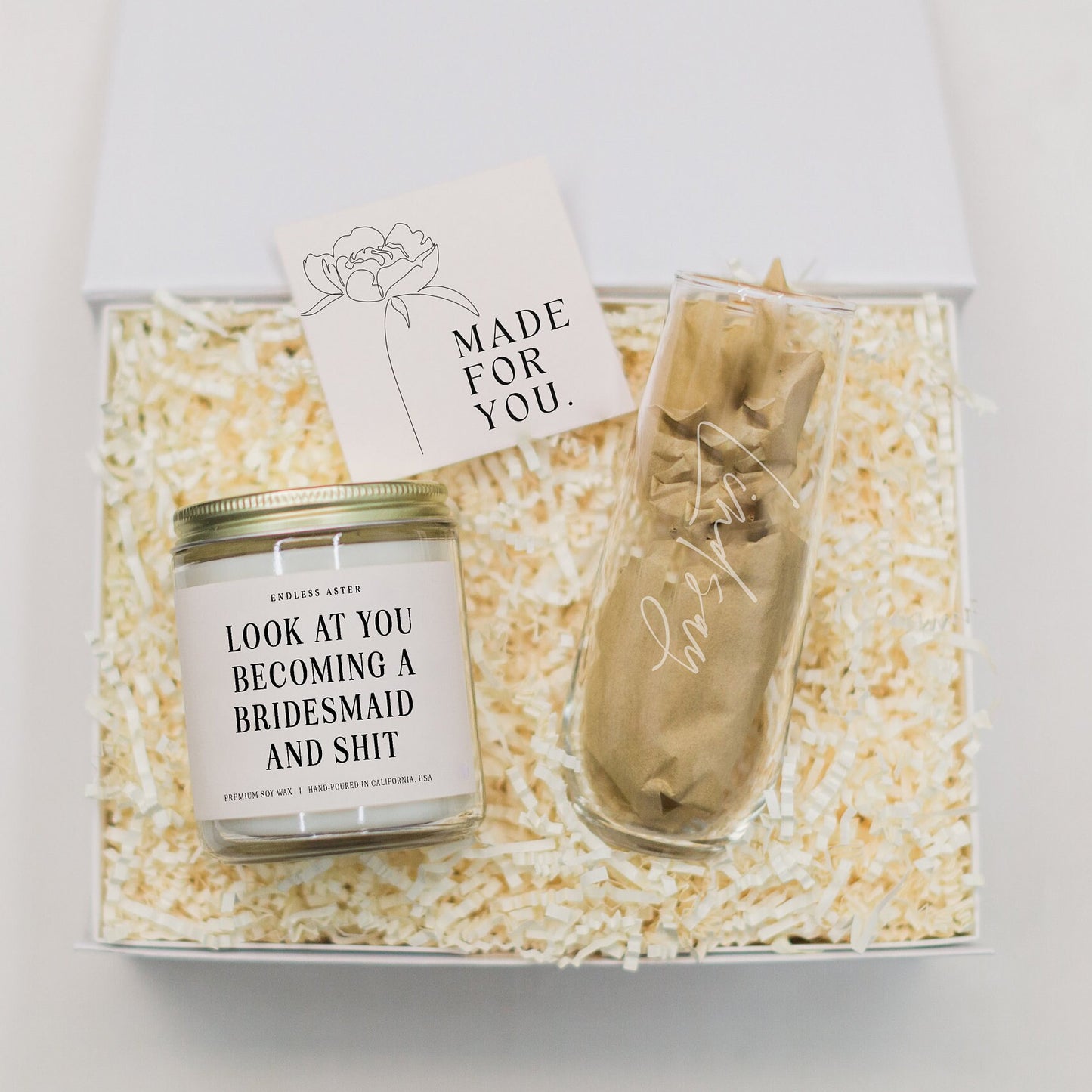 Look At You Becoming A Bridesmaid and Shit Candle & Flute Gift Box