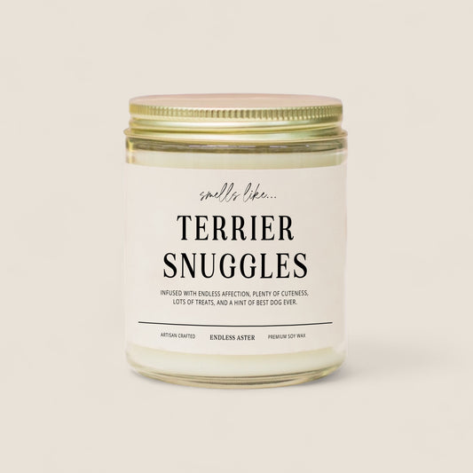 Terrier Snuggles Candle