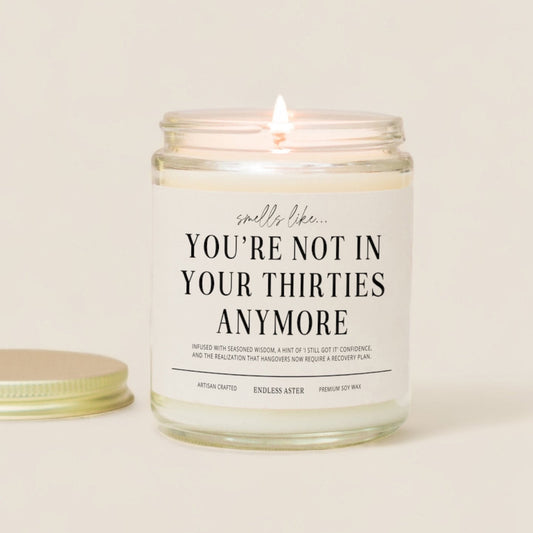 Funny Milestone Birthday "Smells Like You're Not In Your Thirties Anymore" Candle Gift Box, Funny Birthday Candle, Turning 40 Birthday Gift